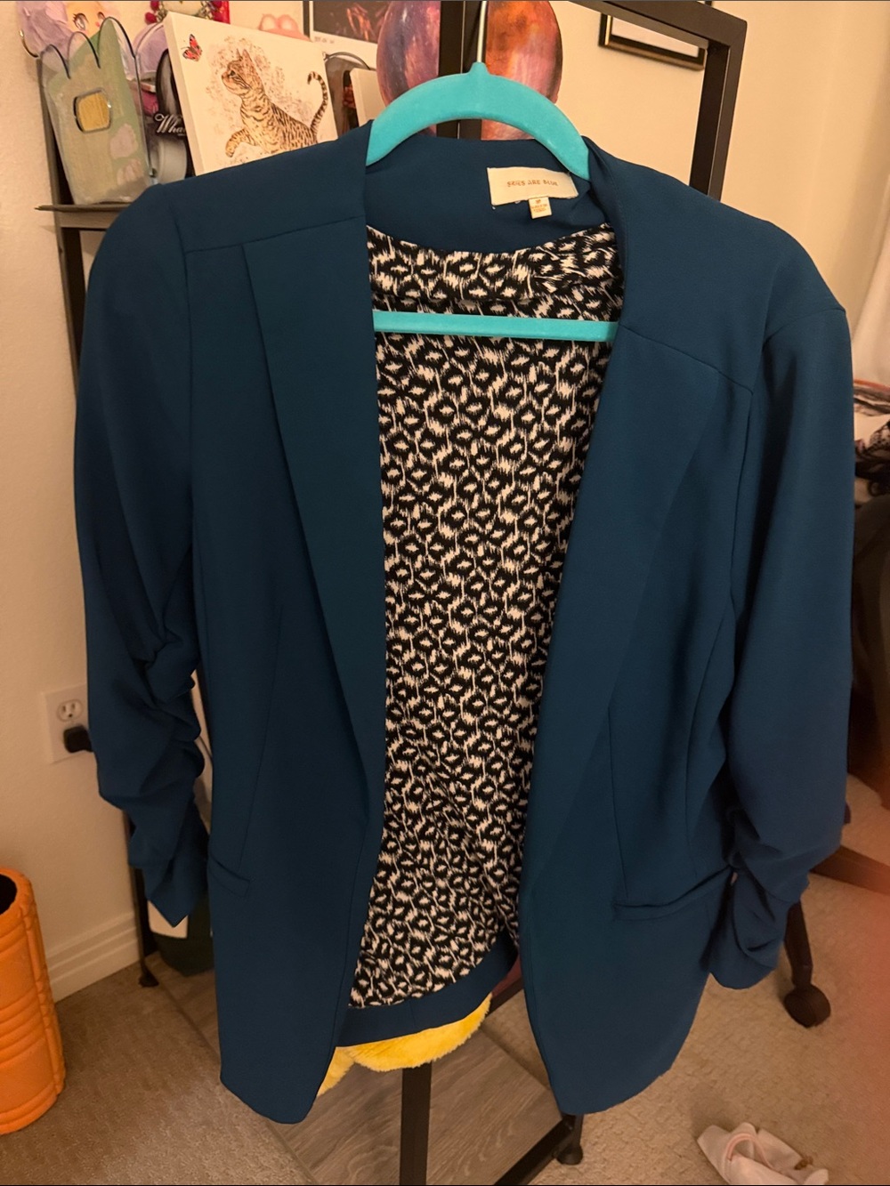 Skies are Blue Teal Open-Front Women's Blazer Jacket